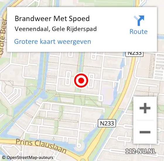 Locatie op kaart van de 112 melding: Brandweer Met Spoed Naar Veenendaal, Gele Rijderspad op 31 juli 2018 12:09