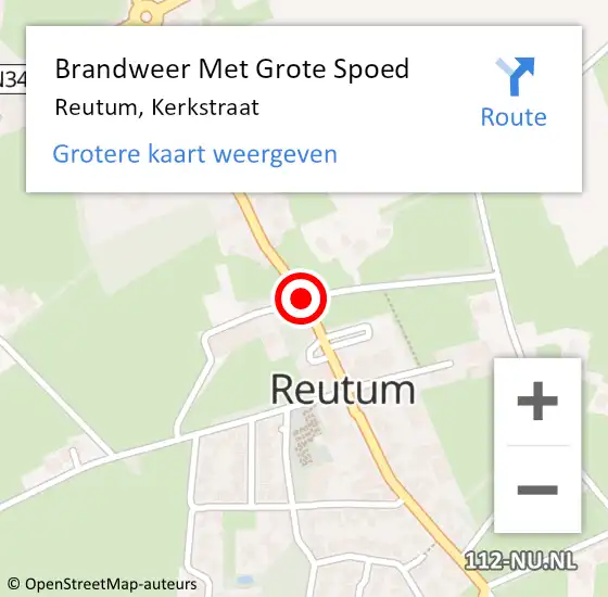 Locatie op kaart van de 112 melding: Brandweer Met Grote Spoed Naar Reutum, Kerkstraat op 31 juli 2018 12:09