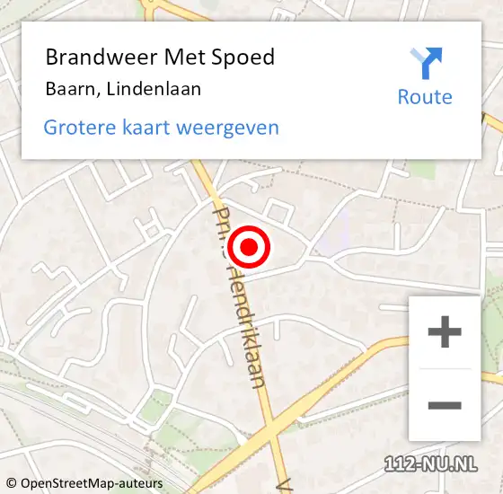 Locatie op kaart van de 112 melding: Brandweer Met Spoed Naar Baarn, Lindenlaan op 31 juli 2018 12:16