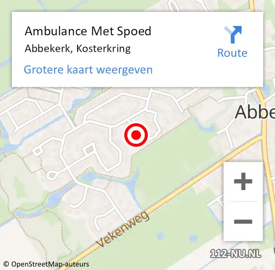 Locatie op kaart van de 112 melding: Ambulance Met Spoed Naar Abbekerk, Kosterkring op 31 juli 2018 13:39