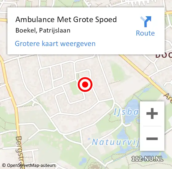 Locatie op kaart van de 112 melding: Ambulance Met Grote Spoed Naar Boekel, Patrijslaan op 31 juli 2018 14:08