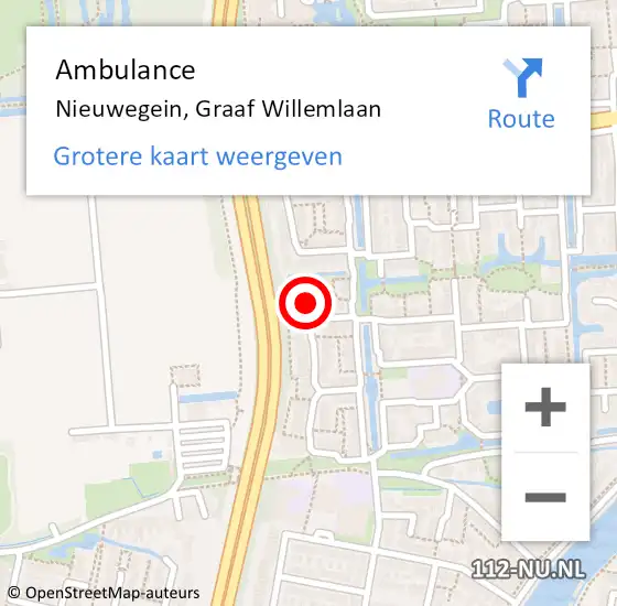 Locatie op kaart van de 112 melding: Ambulance Nieuwegein, Graaf Willemlaan op 31 juli 2018 14:13