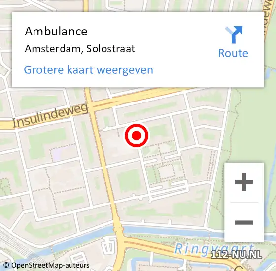 Locatie op kaart van de 112 melding: Ambulance Amsterdam, Solostraat op 31 juli 2018 14:37