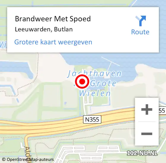 Locatie op kaart van de 112 melding: Brandweer Met Spoed Naar Leeuwarden, Butlan op 31 juli 2018 15:06