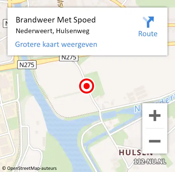 Locatie op kaart van de 112 melding: Brandweer Met Spoed Naar Nederweert, Hulsenweg op 31 juli 2018 15:28