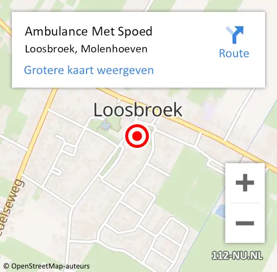 Locatie op kaart van de 112 melding: Ambulance Met Spoed Naar Loosbroek, Molenhoeven op 4 maart 2014 17:11