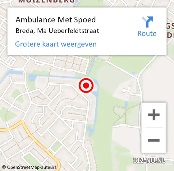 Locatie op kaart van de 112 melding: Ambulance Met Spoed Naar Breda, Ma Ueberfeldtstraat op 31 juli 2018 15:51