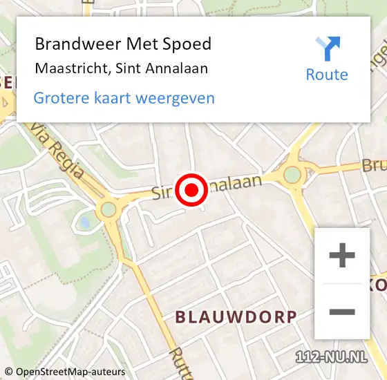 Locatie op kaart van de 112 melding: Brandweer Met Spoed Naar Maastricht, Sint Annalaan op 31 juli 2018 15:54