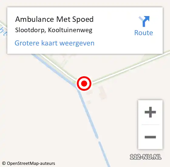 Locatie op kaart van de 112 melding: Ambulance Met Spoed Naar Slootdorp, Kooltuinenweg op 31 juli 2018 16:02