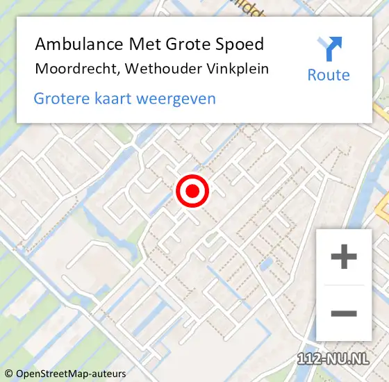 Locatie op kaart van de 112 melding: Ambulance Met Grote Spoed Naar Moordrecht, Wethouder Vinkplein op 4 maart 2014 17:12