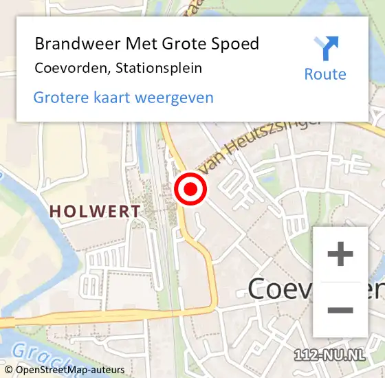 Locatie op kaart van de 112 melding: Brandweer Met Grote Spoed Naar Coevorden, Stationsplein op 31 juli 2018 16:39
