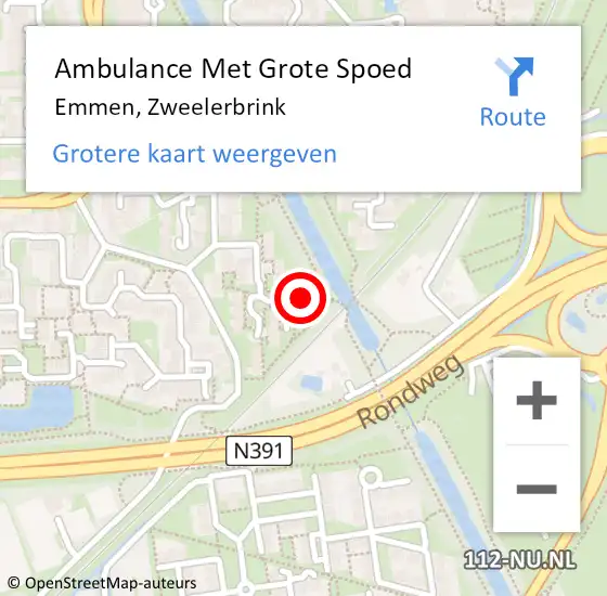 Locatie op kaart van de 112 melding: Ambulance Met Grote Spoed Naar Emmen, Zweelerbrink op 4 maart 2014 17:16