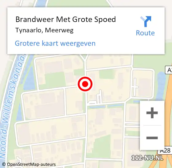 Locatie op kaart van de 112 melding: Brandweer Met Grote Spoed Naar Tynaarlo, Meerweg op 31 juli 2018 16:48