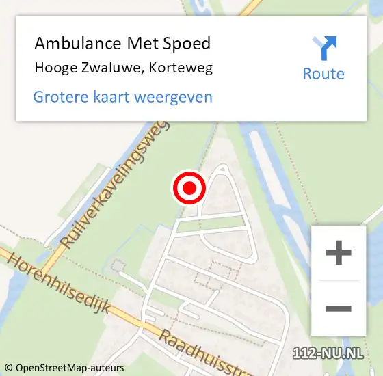 Locatie op kaart van de 112 melding: Ambulance Met Spoed Naar Hooge Zwaluwe, Korteweg op 4 maart 2014 17:18