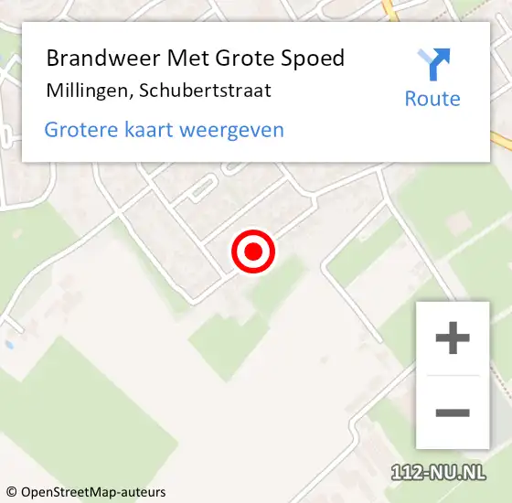 Locatie op kaart van de 112 melding: Brandweer Met Grote Spoed Naar Millingen, Schubertstraat op 31 juli 2018 17:02
