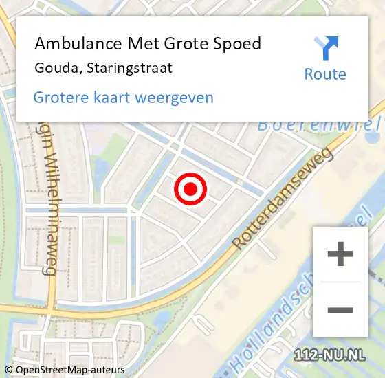 Locatie op kaart van de 112 melding: Ambulance Met Grote Spoed Naar Gouda, Staringstraat op 31 juli 2018 17:15