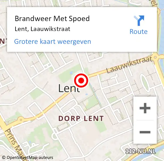 Locatie op kaart van de 112 melding: Brandweer Met Spoed Naar Lent, Laauwikstraat op 31 juli 2018 17:57