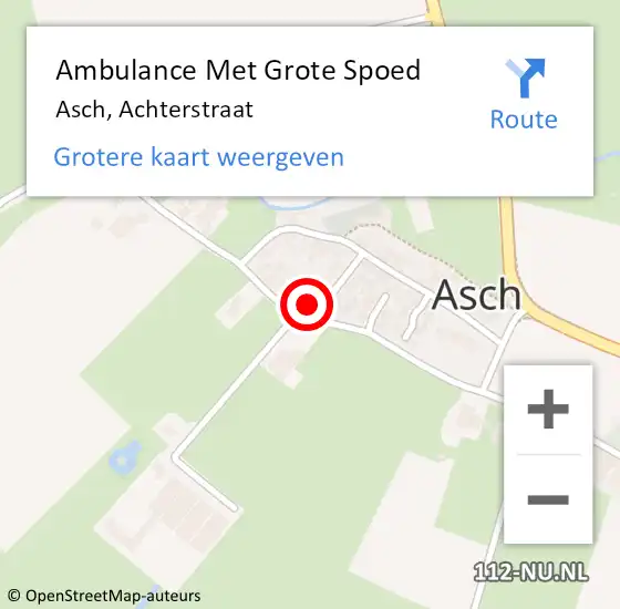 Locatie op kaart van de 112 melding: Ambulance Met Grote Spoed Naar Asch, Achterstraat op 4 maart 2014 17:26