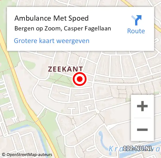 Locatie op kaart van de 112 melding: Ambulance Met Spoed Naar Bergen op Zoom, Casper Fagellaan op 31 juli 2018 18:42