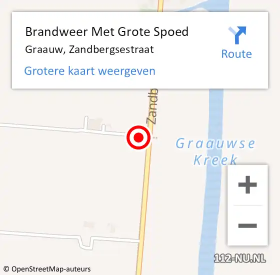 Locatie op kaart van de 112 melding: Brandweer Met Grote Spoed Naar Graauw, Zandbergsestraat op 31 juli 2018 19:35