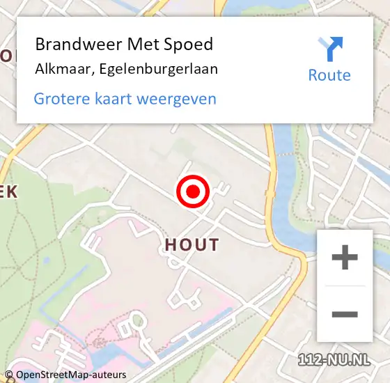 Locatie op kaart van de 112 melding: Brandweer Met Spoed Naar Alkmaar, Egelenburgerlaan op 31 juli 2018 19:48