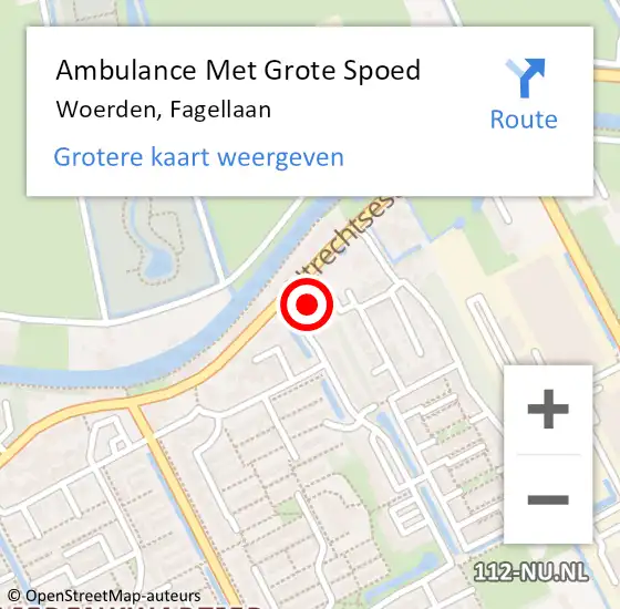 Locatie op kaart van de 112 melding: Ambulance Met Grote Spoed Naar Woerden, Fagellaan op 31 juli 2018 20:02