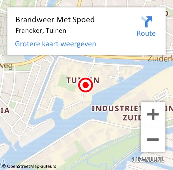 Locatie op kaart van de 112 melding: Brandweer Met Spoed Naar Franeker, Tuinen op 31 juli 2018 21:29