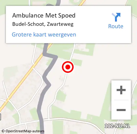 Locatie op kaart van de 112 melding: Ambulance Met Spoed Naar Budel-Schoot, Zwarteweg op 31 juli 2018 21:40