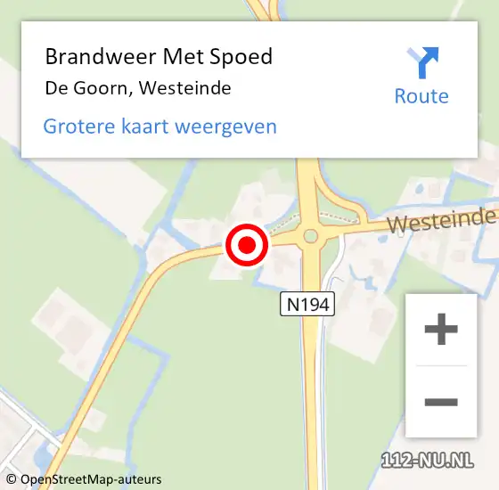 Locatie op kaart van de 112 melding: Brandweer Met Spoed Naar De Goorn, Westeinde op 31 juli 2018 21:46