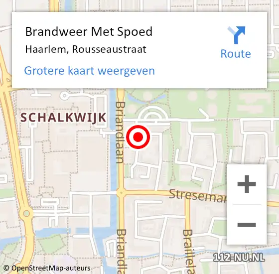 Locatie op kaart van de 112 melding: Brandweer Met Spoed Naar Haarlem, Rousseaustraat op 31 juli 2018 22:12