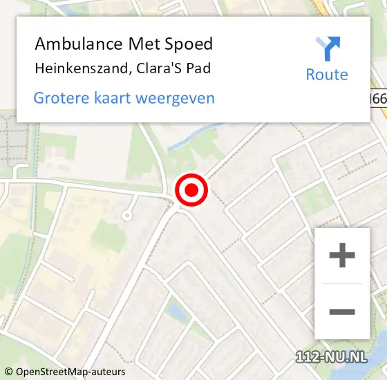 Locatie op kaart van de 112 melding: Ambulance Met Spoed Naar Heinkenszand, Clara'S Pad op 31 juli 2018 22:19