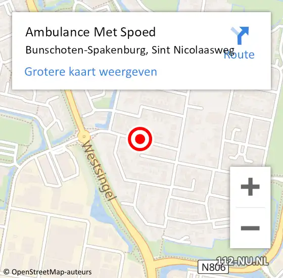 Locatie op kaart van de 112 melding: Ambulance Met Spoed Naar Bunschoten-Spakenburg, Sint Nicolaasweg op 31 juli 2018 22:36