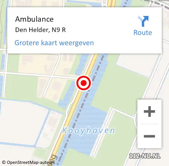 Locatie op kaart van de 112 melding: Ambulance Den Helder, N9 R op 31 juli 2018 23:18