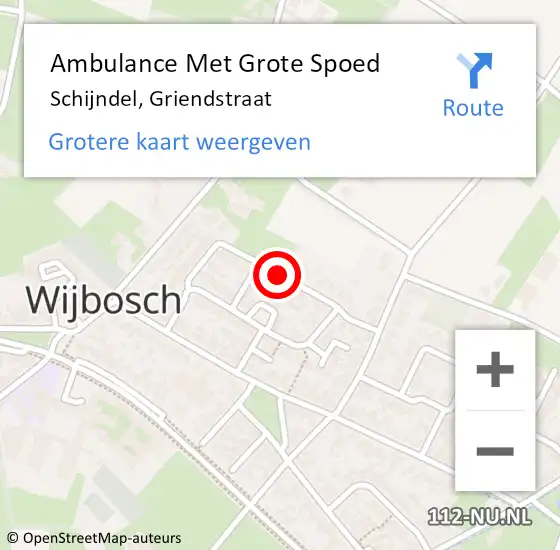 Locatie op kaart van de 112 melding: Ambulance Met Grote Spoed Naar Schijndel, Griendstraat op 31 juli 2018 23:41