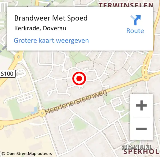 Locatie op kaart van de 112 melding: Brandweer Met Spoed Naar Kerkrade, Doverau op 31 juli 2018 23:53