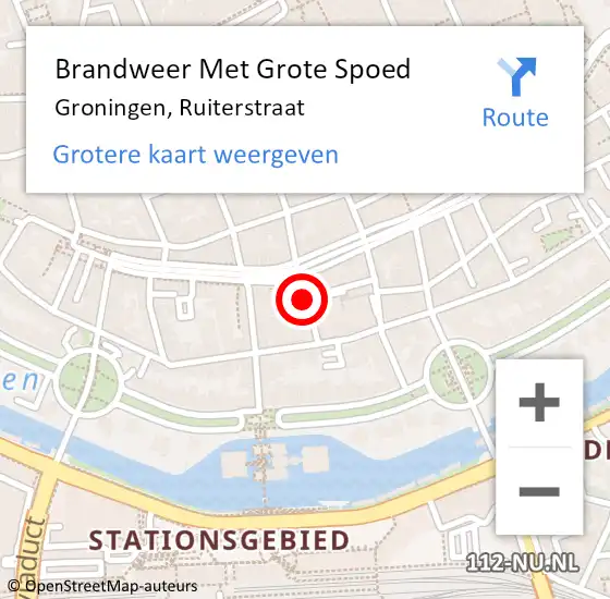 Locatie op kaart van de 112 melding: Brandweer Met Grote Spoed Naar Groningen, Ruiterstraat op 31 juli 2018 23:53