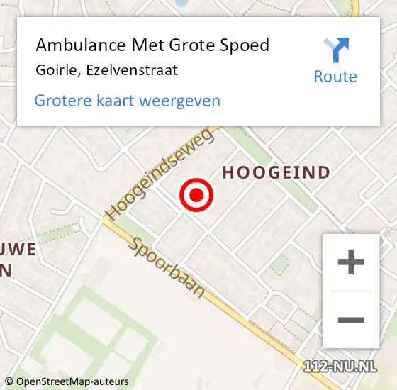 Locatie op kaart van de 112 melding: Ambulance Met Grote Spoed Naar Goirle, Ezelvenstraat op 1 augustus 2018 01:39