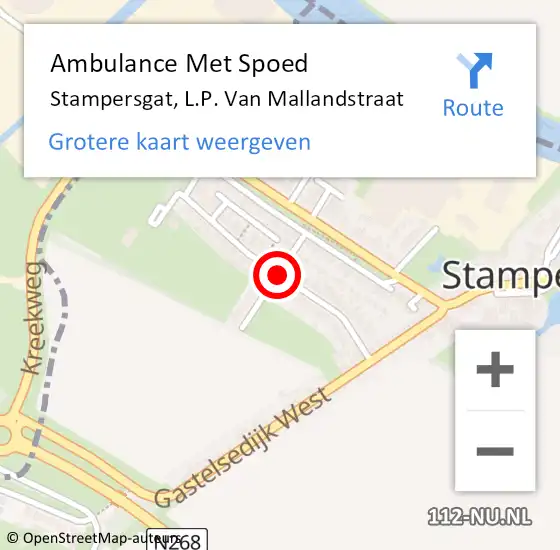 Locatie op kaart van de 112 melding: Ambulance Met Spoed Naar Stampersgat, L.P. van Mallandstraat op 1 augustus 2018 03:23