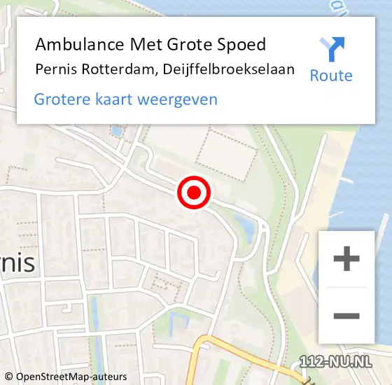 Locatie op kaart van de 112 melding: Ambulance Met Grote Spoed Naar Pernis Rotterdam, Deijffelbroekselaan op 1 augustus 2018 04:51