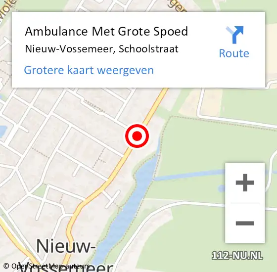 Locatie op kaart van de 112 melding: Ambulance Met Grote Spoed Naar Nieuw-Vossemeer, Schoolstraat op 1 augustus 2018 05:28