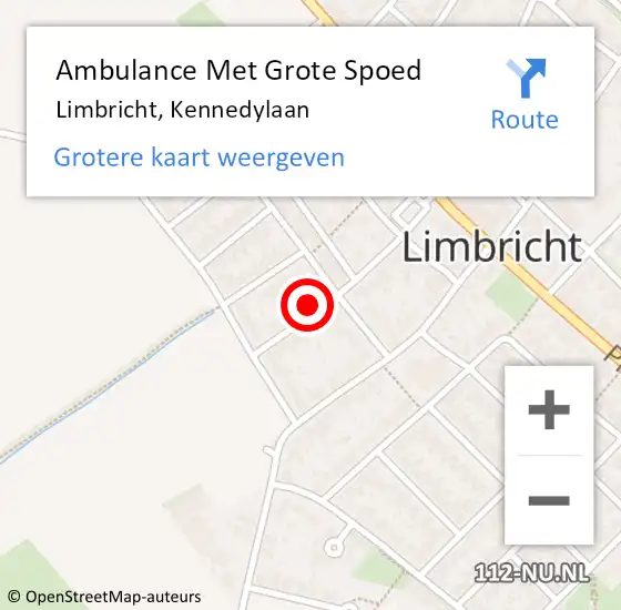 Locatie op kaart van de 112 melding: Ambulance Met Grote Spoed Naar Limbricht, Kennedylaan op 4 maart 2014 18:04