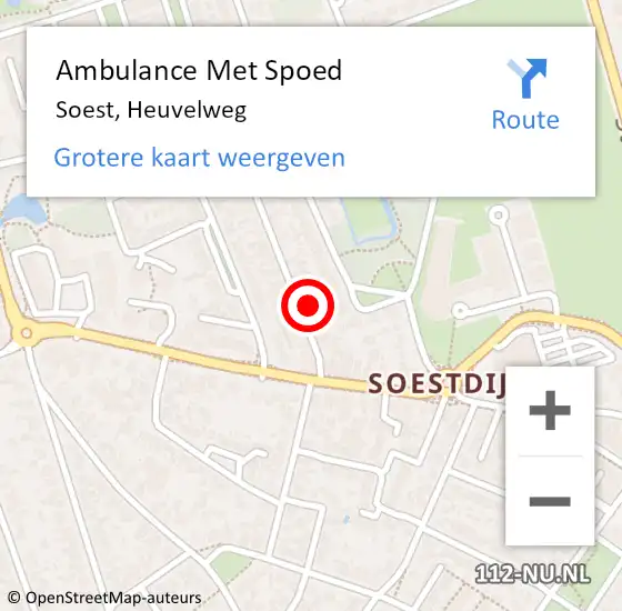 Locatie op kaart van de 112 melding: Ambulance Met Spoed Naar Soest, Heuvelweg op 1 augustus 2018 05:29