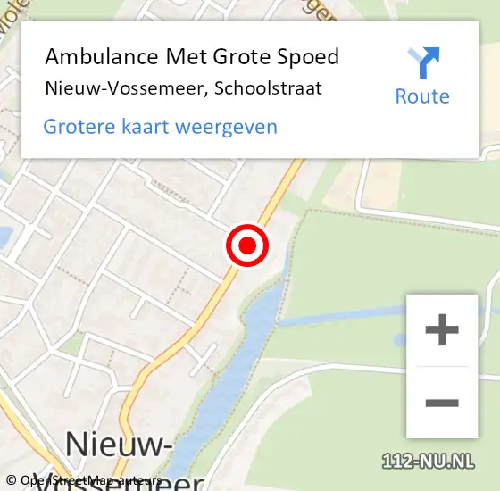 Locatie op kaart van de 112 melding: Ambulance Met Grote Spoed Naar Nieuw-Vossemeer, Schoolstraat op 1 augustus 2018 05:34