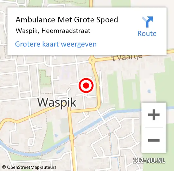 Locatie op kaart van de 112 melding: Ambulance Met Grote Spoed Naar Waspik, Heemraadstraat op 1 augustus 2018 06:33