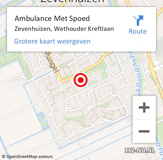 Locatie op kaart van de 112 melding: Ambulance Met Spoed Naar Zevenhuizen, Wethouder Kreftlaan op 4 maart 2014 18:09