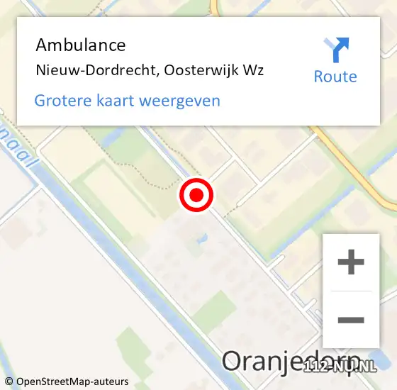 Locatie op kaart van de 112 melding: Ambulance Nieuw-Dordrecht, Oosterwijk Wz op 1 augustus 2018 07:31