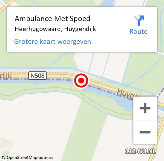 Locatie op kaart van de 112 melding: Ambulance Met Spoed Naar Heerhugowaard, Huygendijk op 1 augustus 2018 08:27