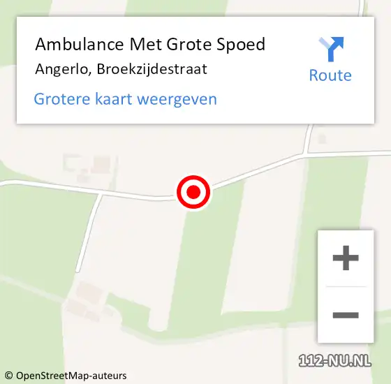 Locatie op kaart van de 112 melding: Ambulance Met Grote Spoed Naar Angerlo, Broekzijdestraat op 1 augustus 2018 08:37