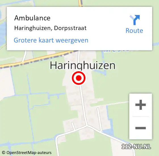 Locatie op kaart van de 112 melding: Ambulance Haringhuizen, Dorpsstraat op 1 augustus 2018 08:38