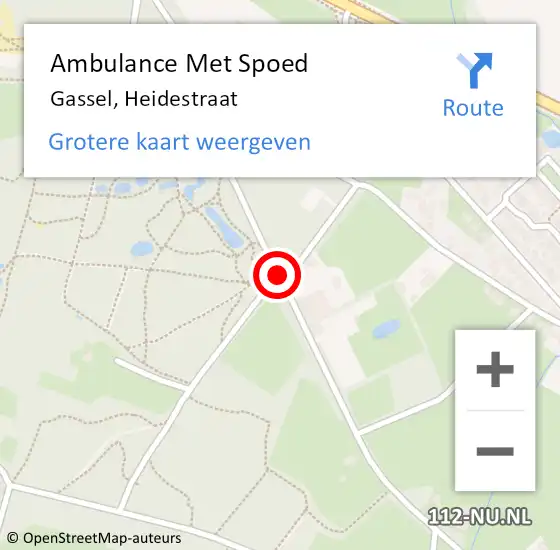 Locatie op kaart van de 112 melding: Ambulance Met Spoed Naar Gassel, Heidestraat op 1 augustus 2018 09:18